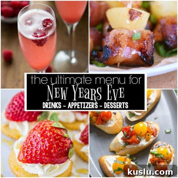 This is the ULTIMATE New Year's Eve Menu with 18 recipes for drinks, appetizers, and dessert.