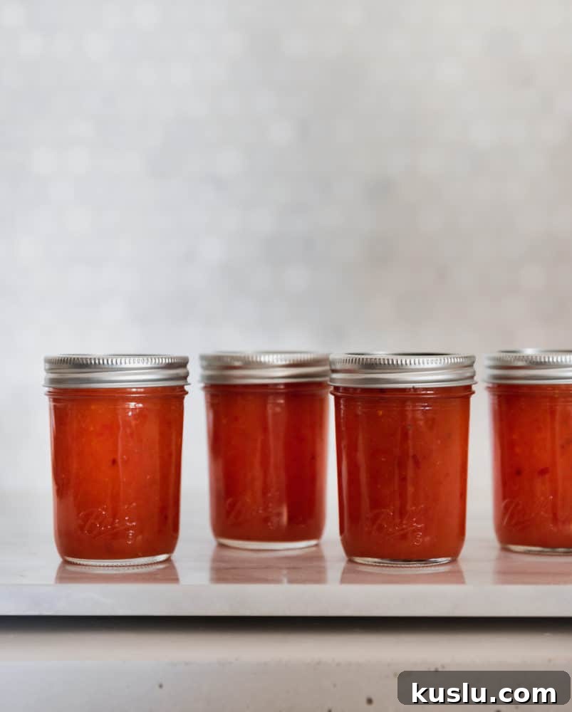 Sweet pineapple chili sauce in jar