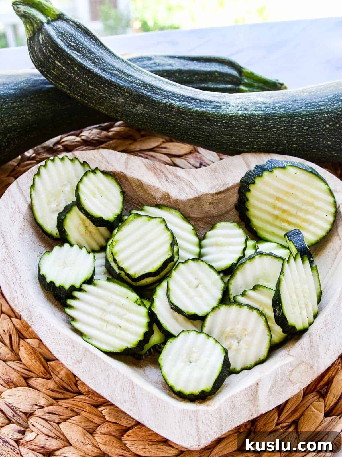 Quick Refrigerator Zucchini Pickles — No Canning Needed 7 Sliced zucchini for pickles