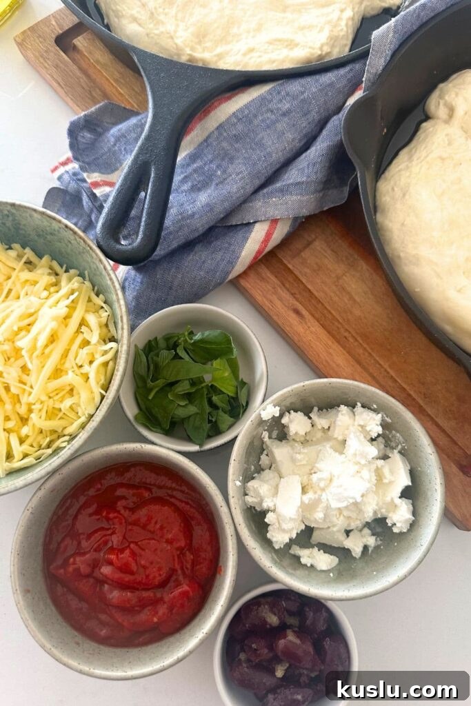 Pizza toppings ready for the focaccia