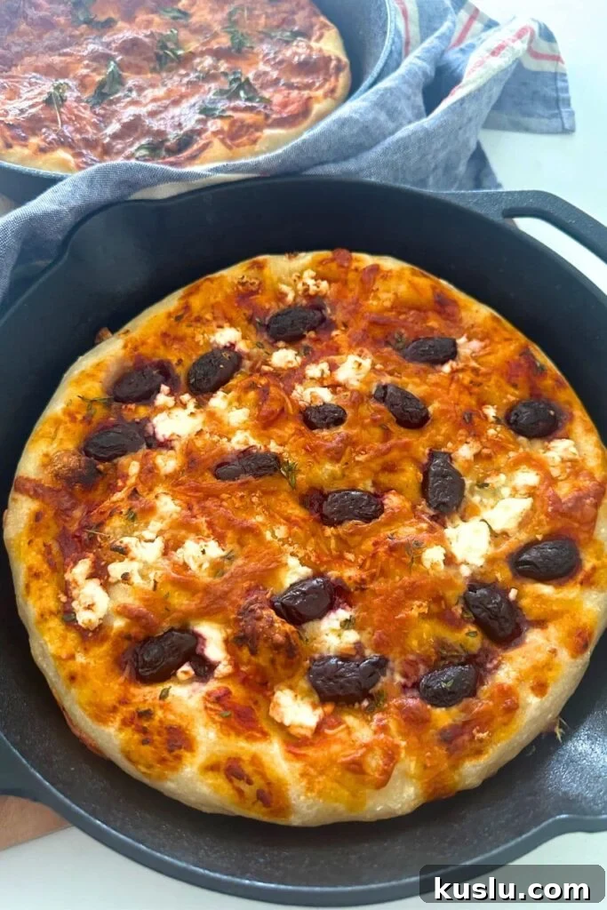 Sourdough focaccia pizza with feta and olives