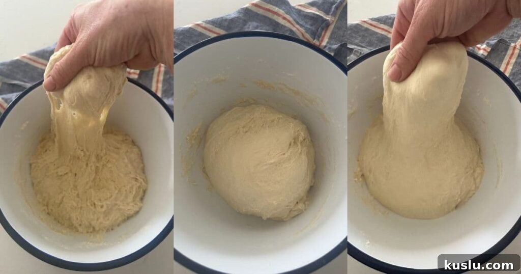 Working the dough to strengthen it