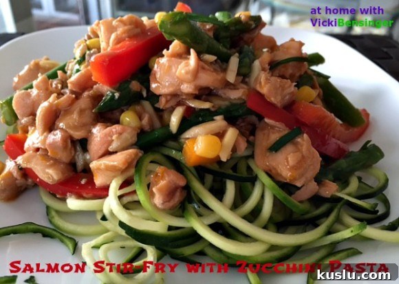 Salmon Stir-Fry with Zucchini Pasta