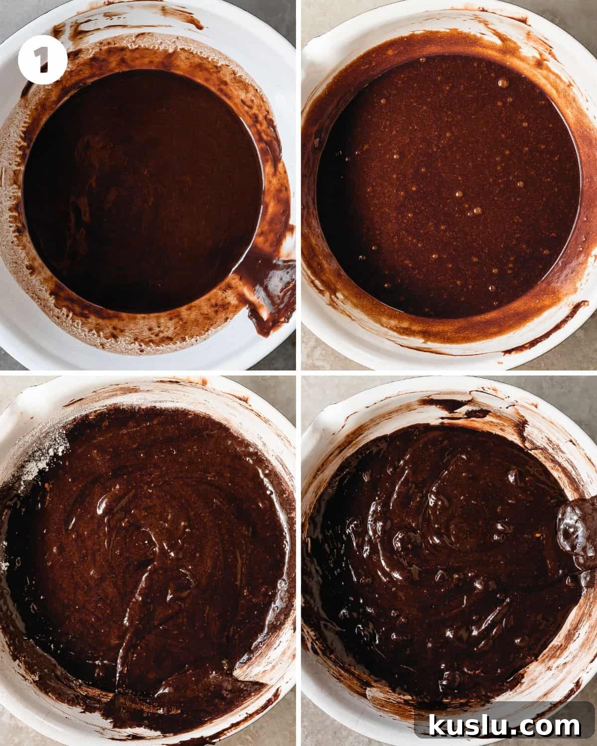 Preheat the oven to 350 F (177 C). Line an 9 x 13 metal pan with a layer of parchment paper along the long sides and bottom of the pan. In a microwave safe mixing bowl add the butter and chocolate chips. Heat in 30 second increments, stirring after each until the butter and chocolate are fully melted and mixed together. Gently stir in the granulated sugar just to barely combine and return the mixing bowl to the microwave. Heat for 30 more seconds. Now stir the sugar fully into the melted butter and chocolate. Allow the mixture to sit for 5 minutes if needed to cool to warm, rather than hot. Stir in the eggs, vanilla extract and cocoa powder and salt until smooth and glossy. This takes many whisks around the bowl.  Lift the flexible spatula or spoon and allow the batter to drizzle down. If the batter falls like a ribbon, it’s perfect. Whisk in the flour until well combined. Fold in the chopped pecans or walnuts if using in the brownies. 