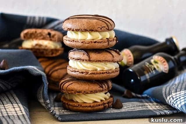 Stack of Baileys macarons stack of Baileys macarons