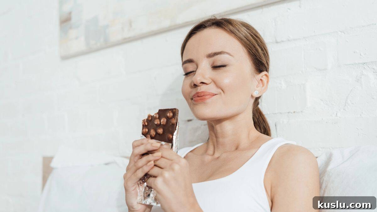 woman eating chocolate