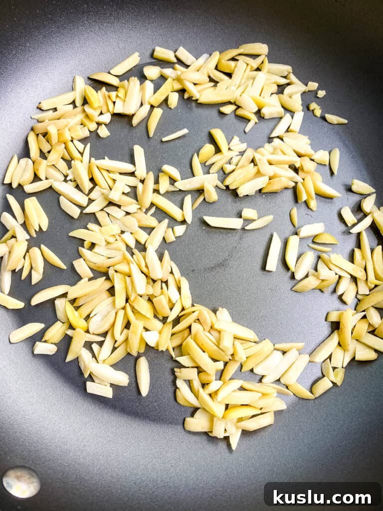 slivered almonds toasted in a skillet
