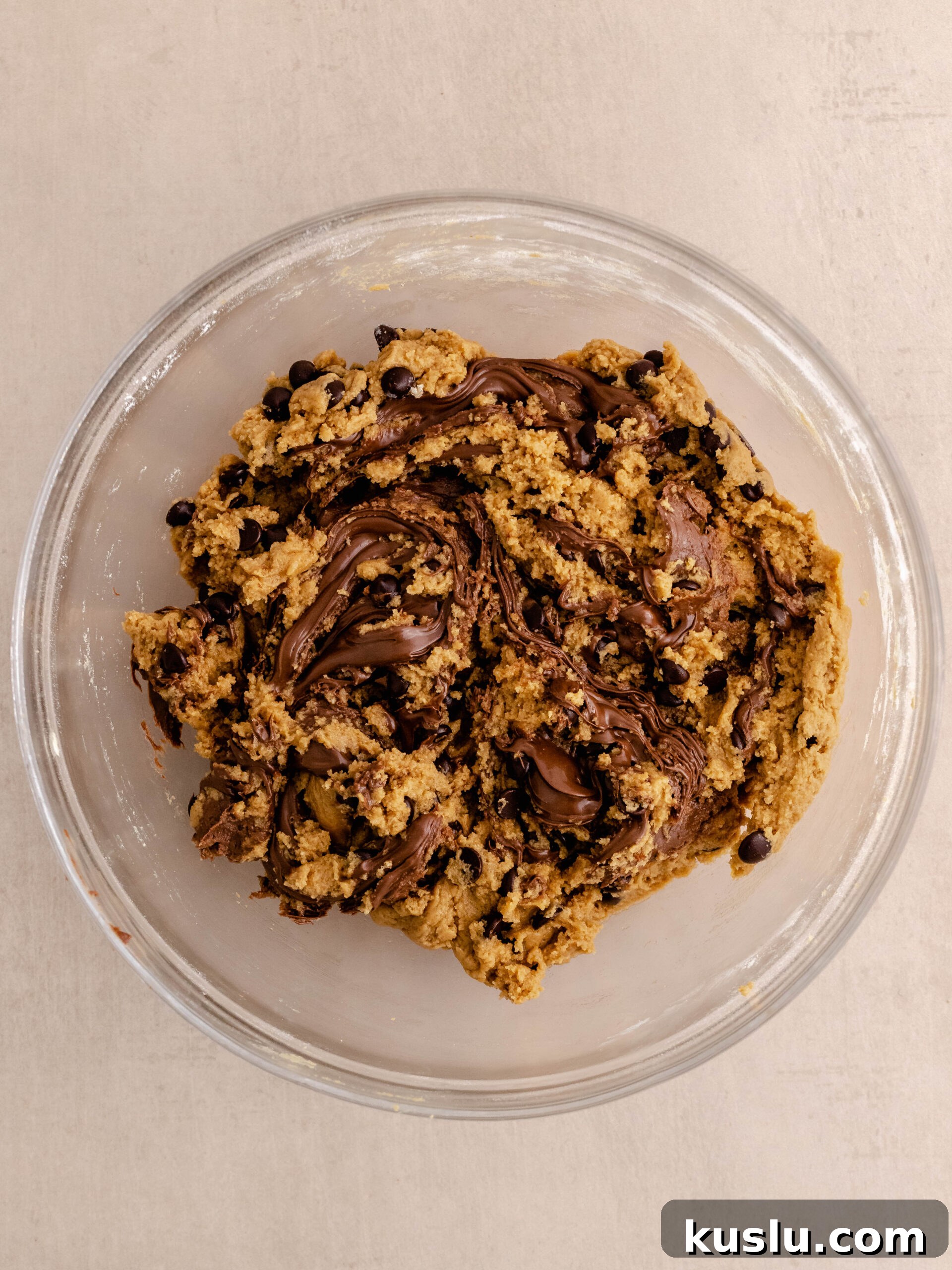 Nutella swirled into the cookie dough.