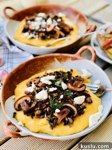 Vegan mushrooms and polenta