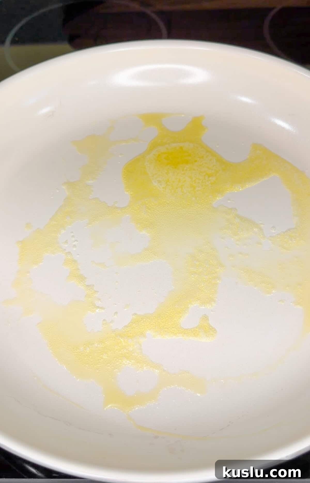 butter sizzling in a skillet
