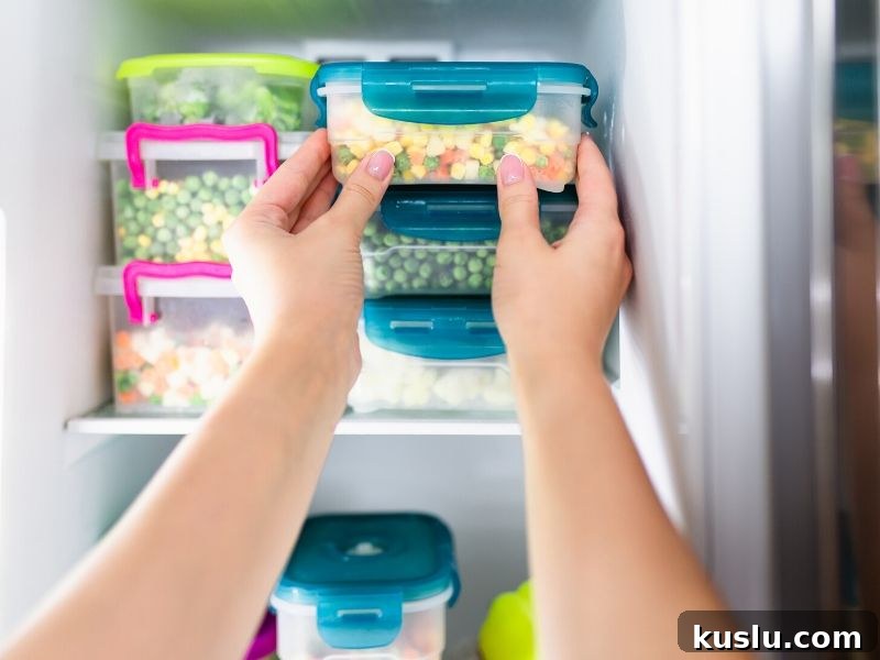 food in a freezer
