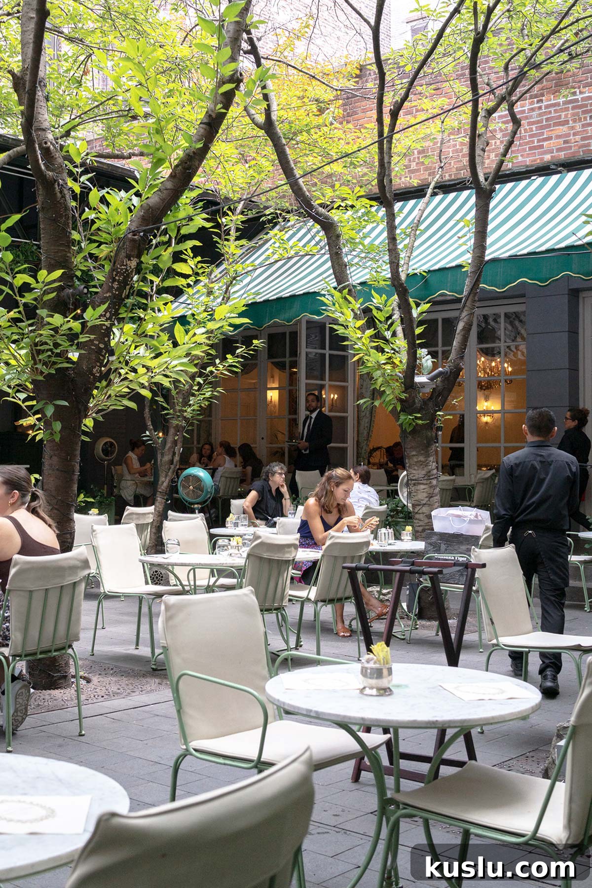 Outdoor garden at Laduree Soho.