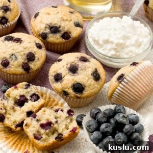 Gluten-free blueberry cottage cheese muffins.