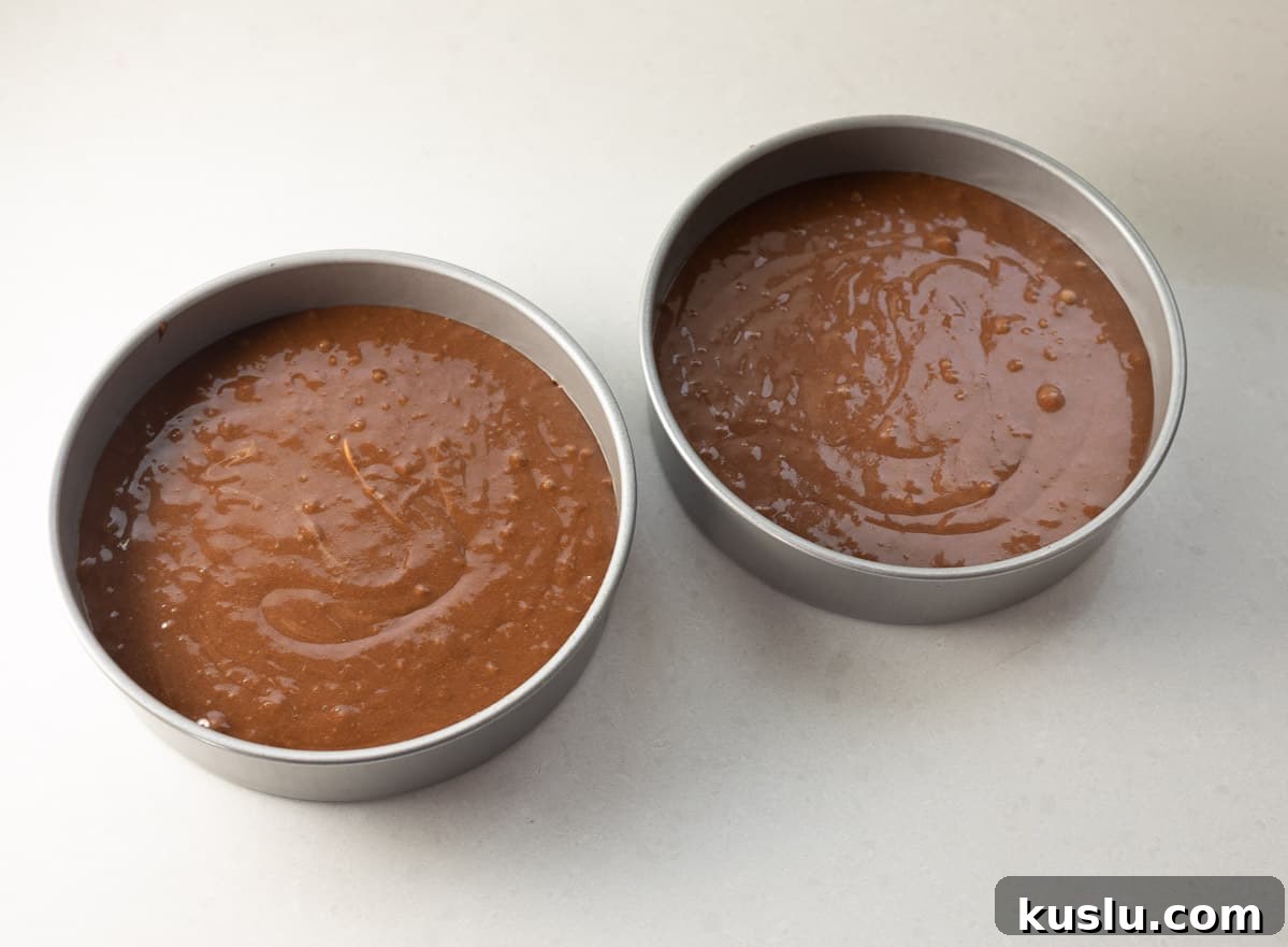 Gluten-Free German Chocolate Cake Recipe — Decadent & Moist 5 German chocolate cake batter in two round pans