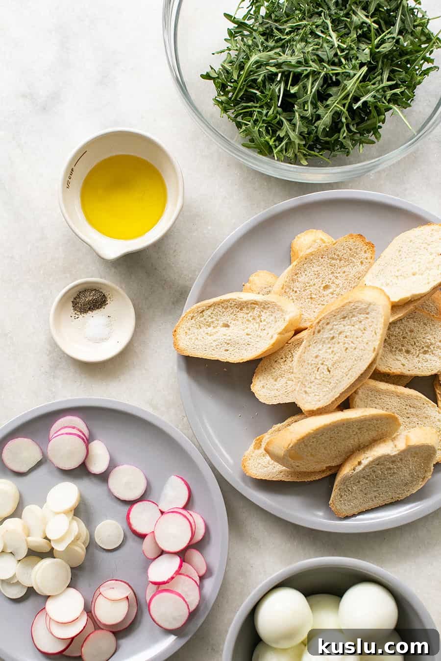 Ingredients to make a crostini recipe.