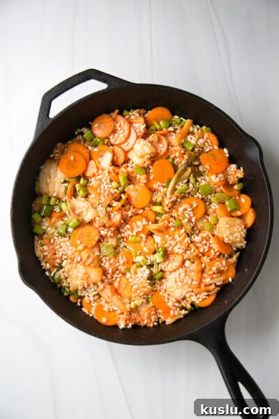 gluten-free chicken casserole rice in a skillet