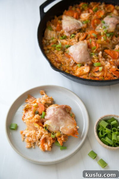 kimchi chicken casserole on a plate