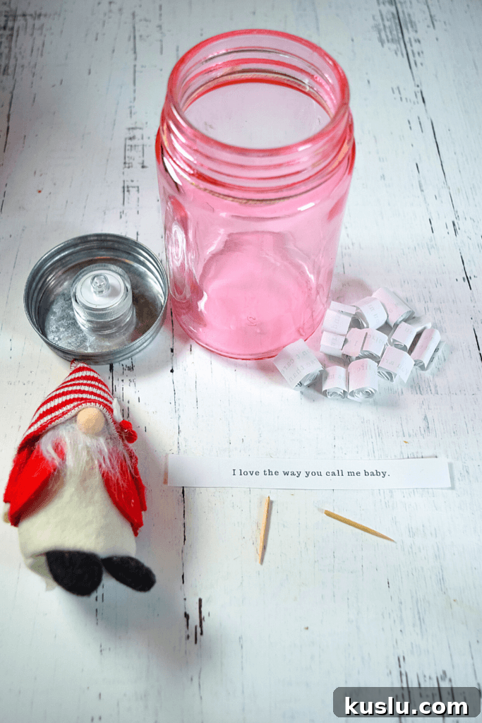 Supplies for the Love Gnome Jar