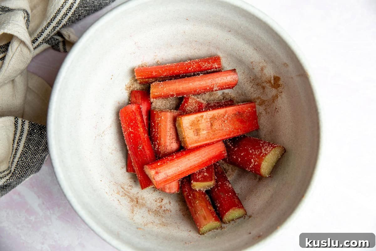 rhubarb in a white bowl