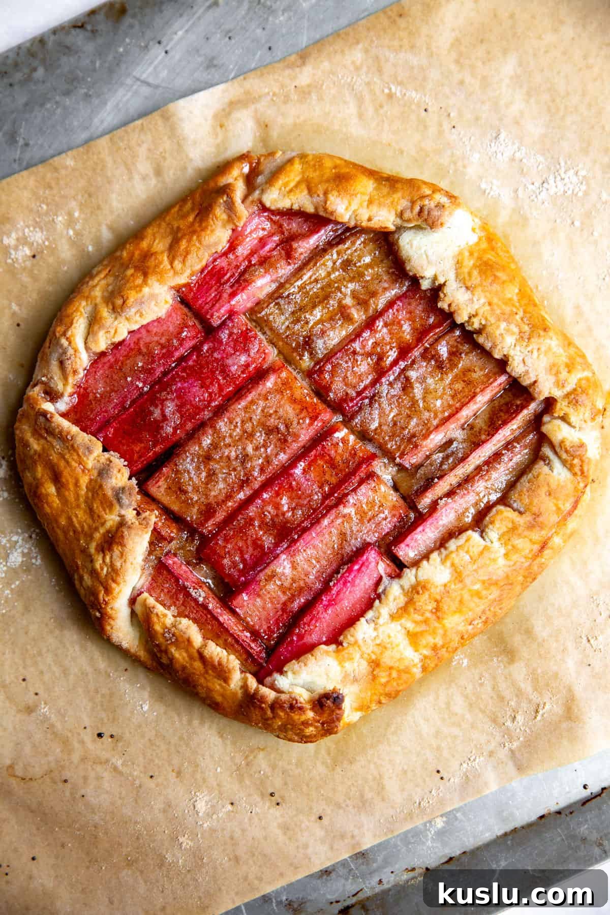 a baked galette on parchment paper
