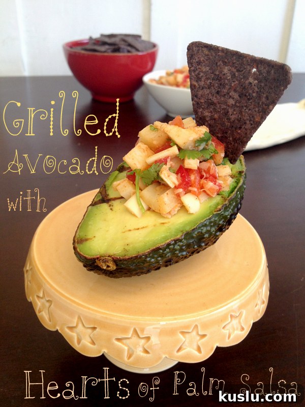 Grilled avocado with hearts of palm salsa