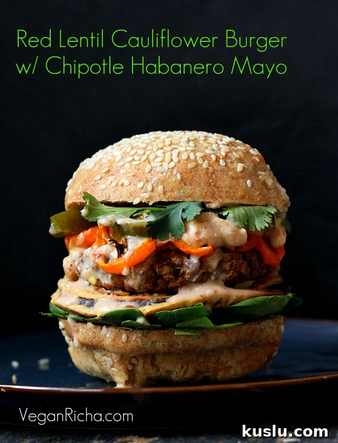 Red Lentil and Cauliflower Burger