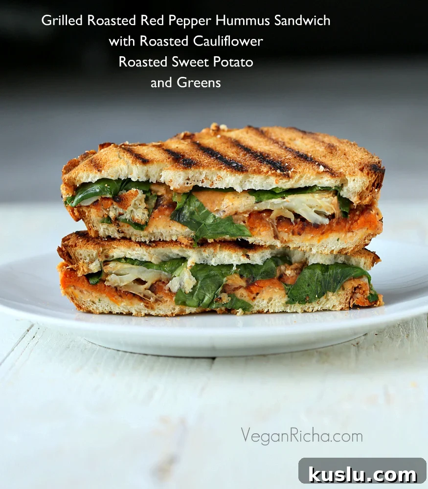 Roasted cauliflower and sweet potato sandwich