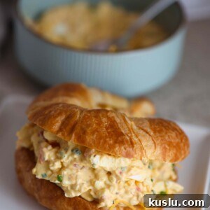 Pimento cheese egg salad on a croissant.