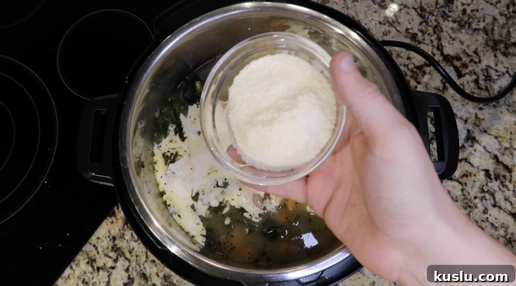 Instant Pot White Minestrone Soup Recipe for Quick Comfort 20 Adding Parmesan to soup