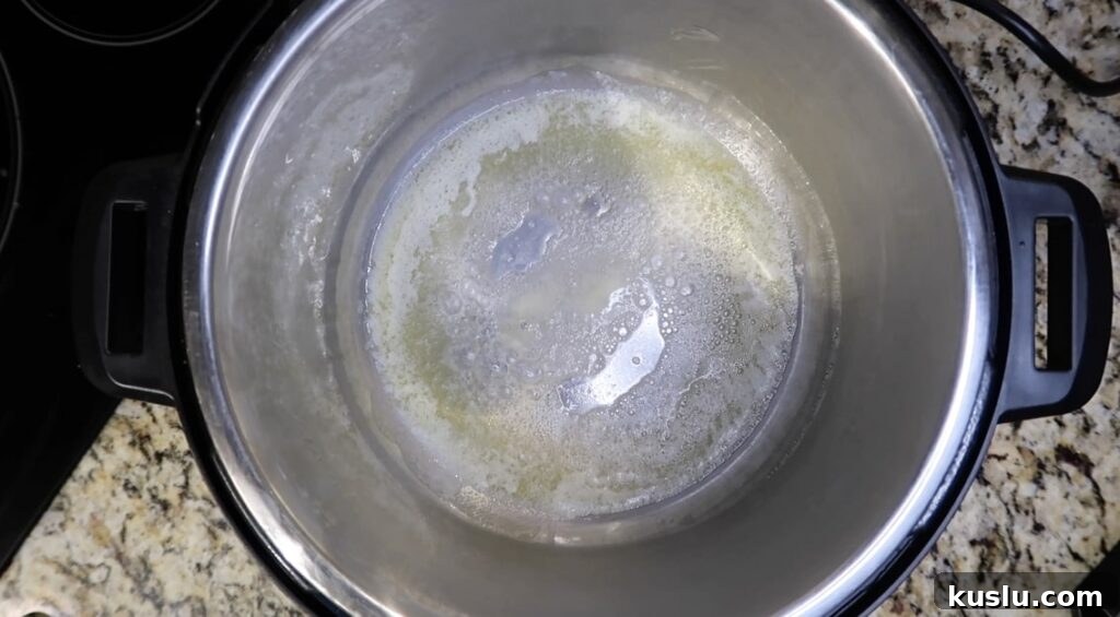 Instant Pot White Minestrone Soup Recipe for Quick Comfort 4 Melted butter in pot