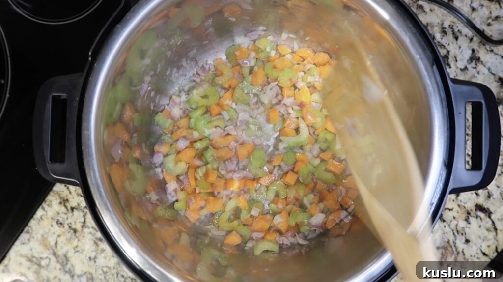Instant Pot White Minestrone Soup Recipe for Quick Comfort 6 Sautéing mirepoix