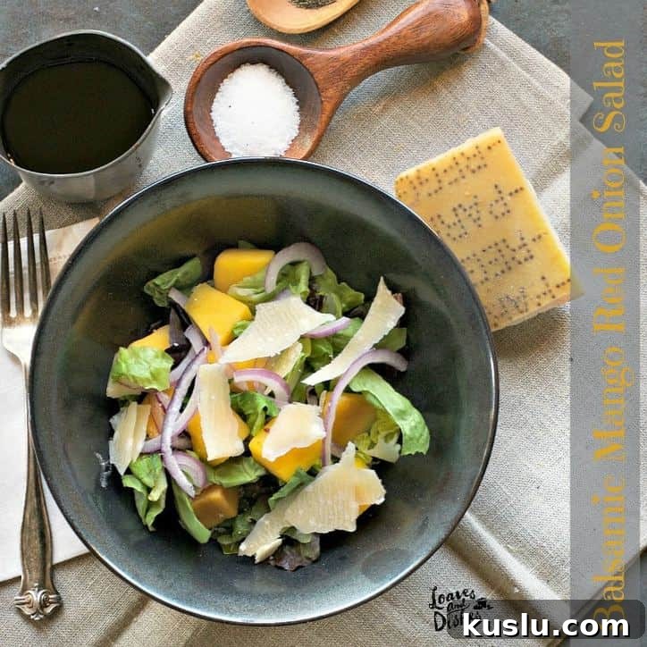Balsamic Mango and Red Onion Salad with Mint and Lime 5 Balsamic Mango Red Onion Salad www.loavesanddishes.net
