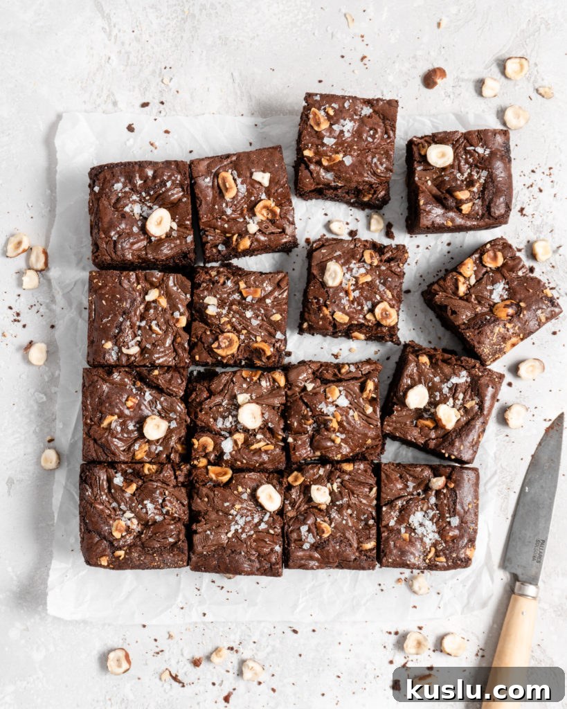 Fudgy toasted hazelnut brownies swirled with nutella