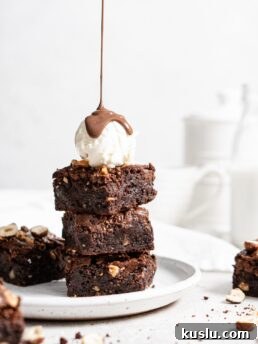 Fudgy toasted hazelnut brownies swirled with nutella