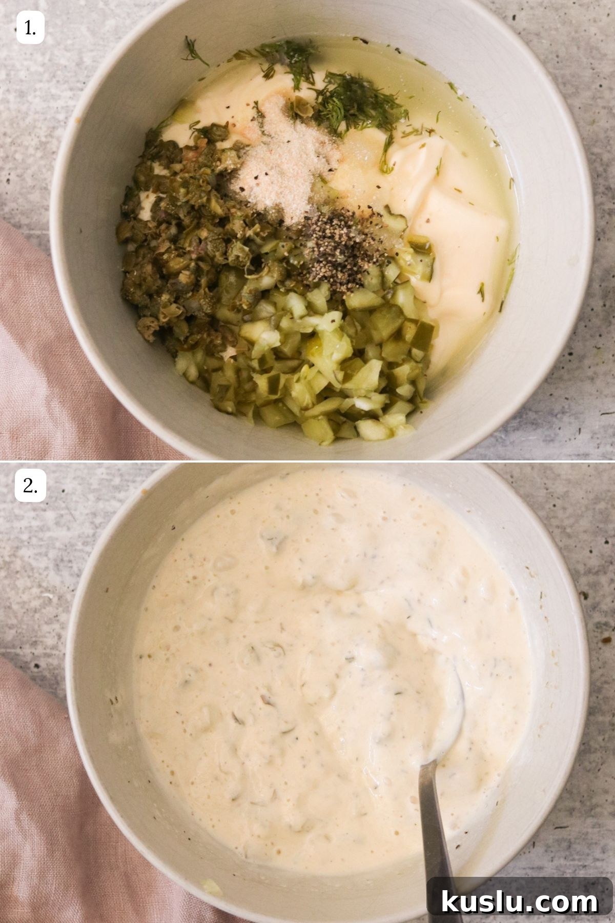 Homemade Tartar Sauce Recipe That Tops Store-Bought Options 4 step by step photos showing how to make this recipe