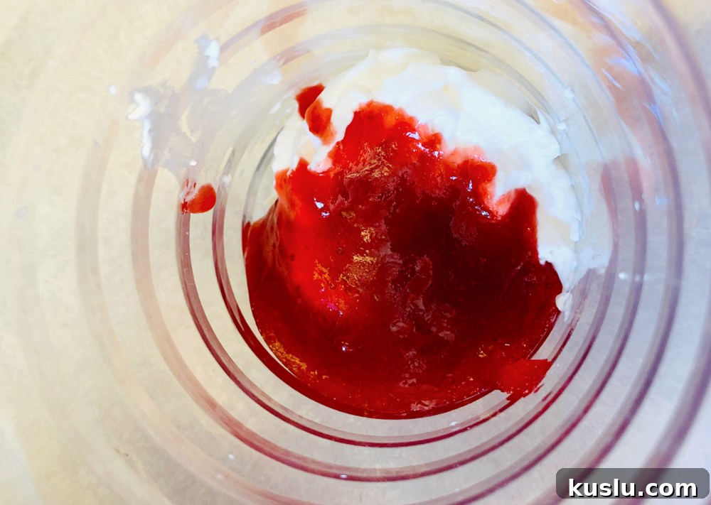 Strawberry Funnel Cake Frappuccino Recipe (Copycat Starbucks) 5 Whipped cream and jam layers