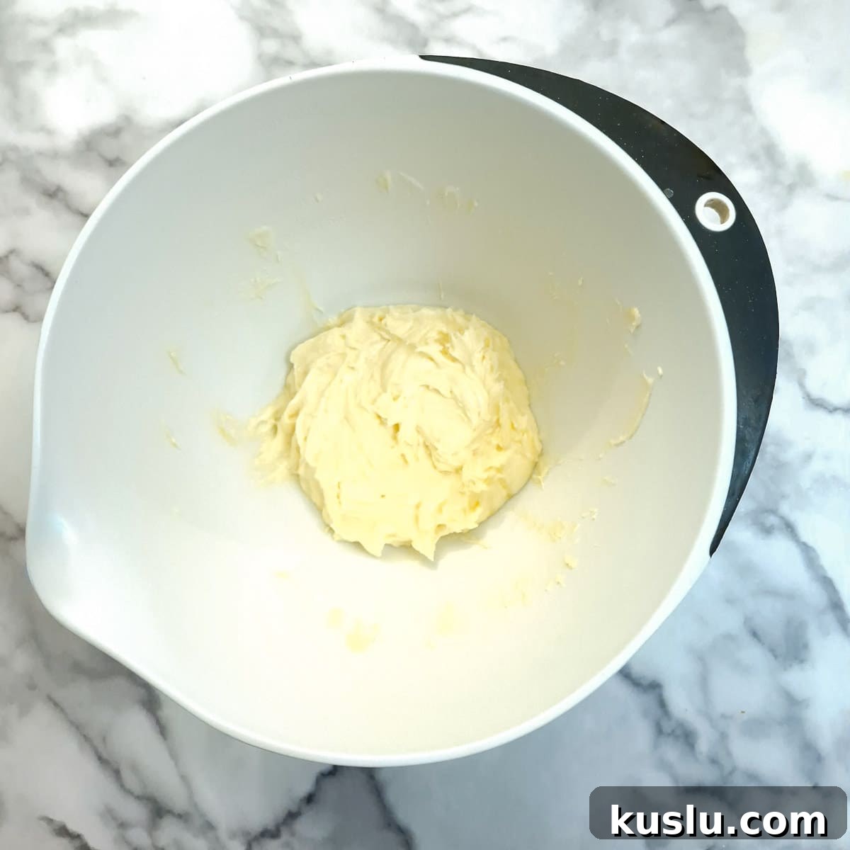 Eggs added to the sugar and butter.