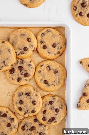 Chewy Chocolate Crinkle Cookies Recipe for Perfect Cracks 14 Crispy chewy chocolate chip cookies on a baking sheet.