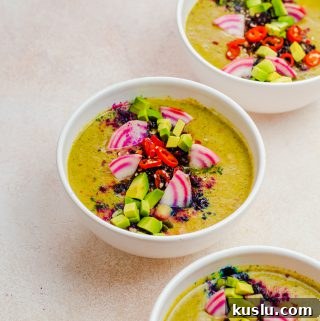 Creamy broccoli soup in a bowl