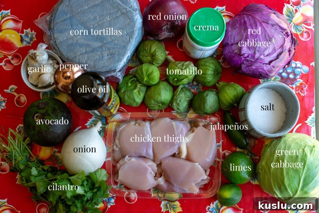 Sheet Pan Chili Verde Chicken Tacos Recipe for Quick Weeknight Meals 5 All the ingredients to make chili verde chicken tacos