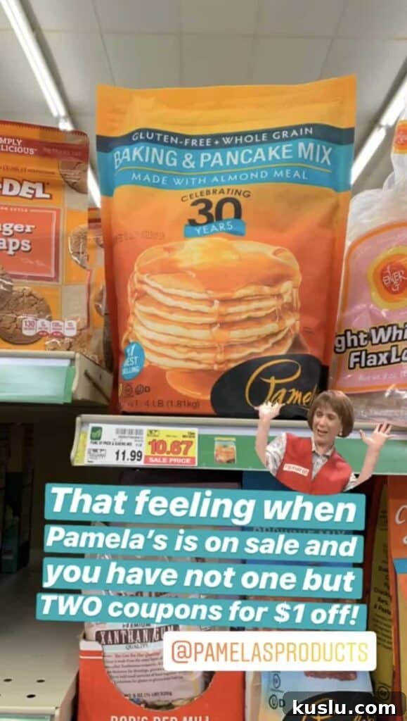 Gluten-Free on a Budget: 10 Smart Ways to Save Money 4 Pamela's Baking and Pancake mix on store shelf, sale price 10.67 before $2 coupon.