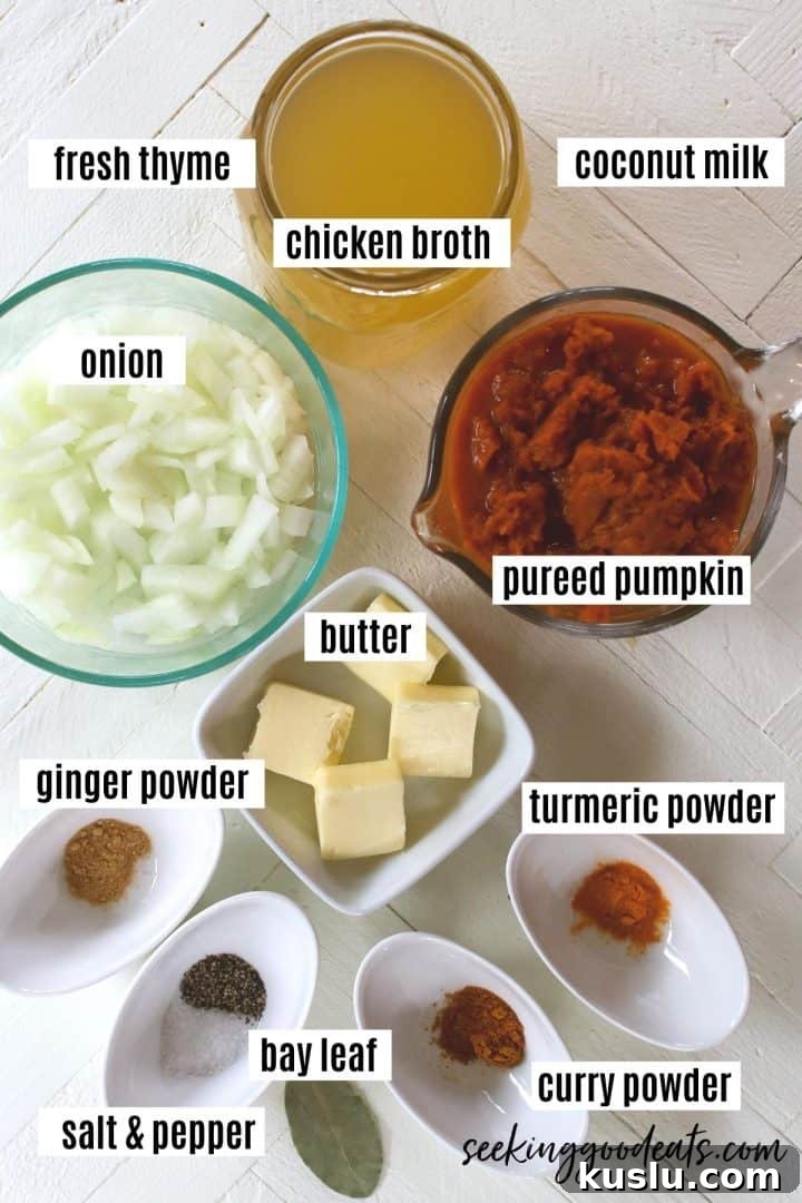 Ingredients needed to make slow cooker pumpkin soup