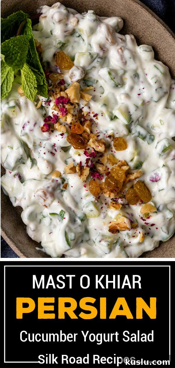 titled image (and shown): mast o khiar persian cucumber yogurt salad