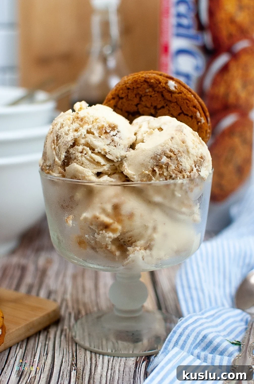 3 scoops of oatmeal ice cream in an ice cream cup