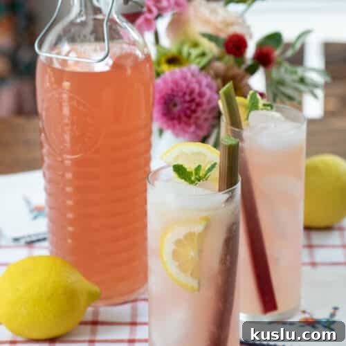 Homemade Rhubarb and Ginger Infused Vodka Recipe 13 bottle of rhubarb ginger vodka with two cocktails.