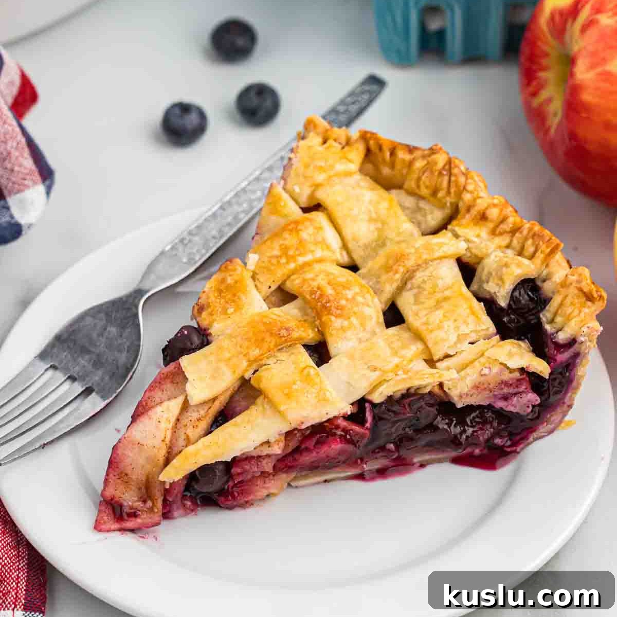 Apple and Blueberry Pie Recipe: Flaky Crust with Fresh Fruit Filling 9 Apple pie with blueberries.