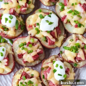 mini potatoes stuffed with corned beef and cheese