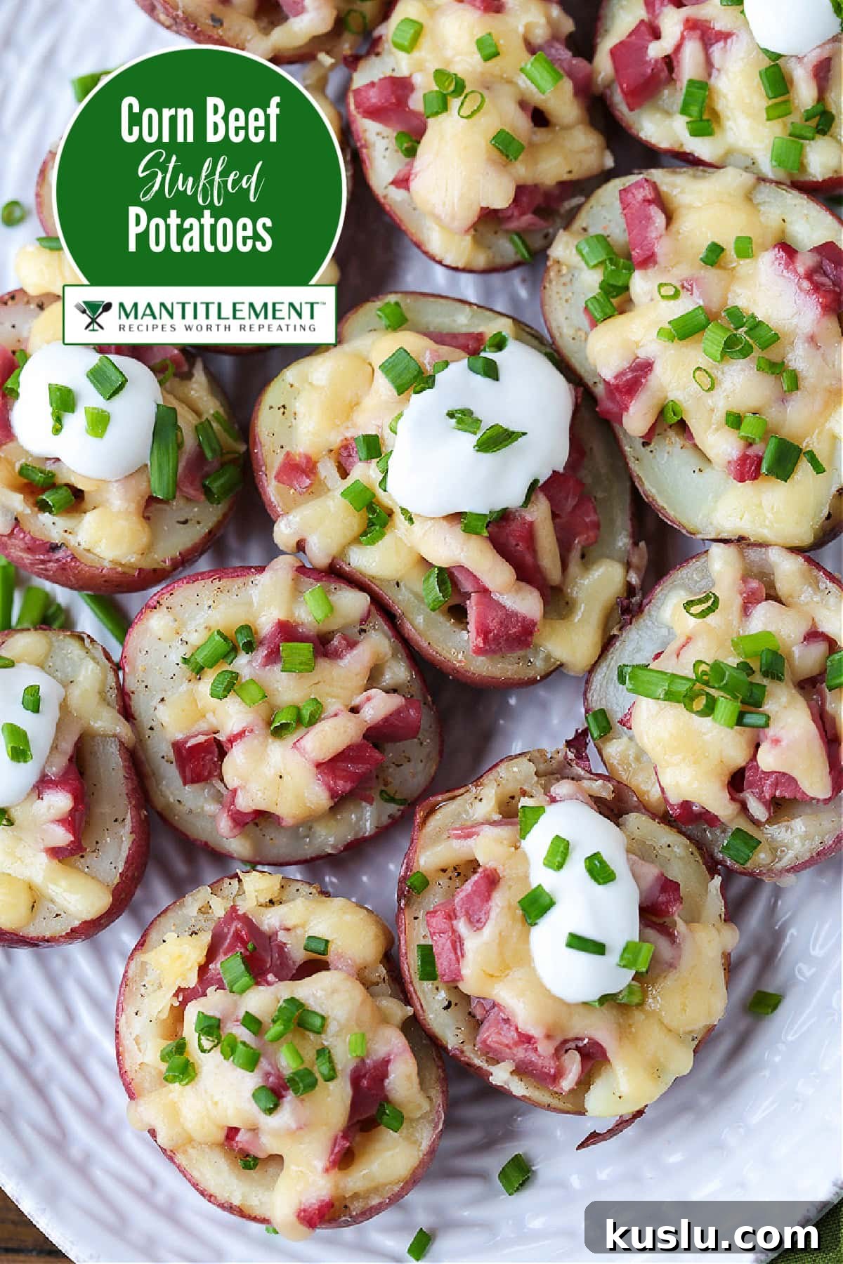 mini potatoes stuffed with corned beef and cheese