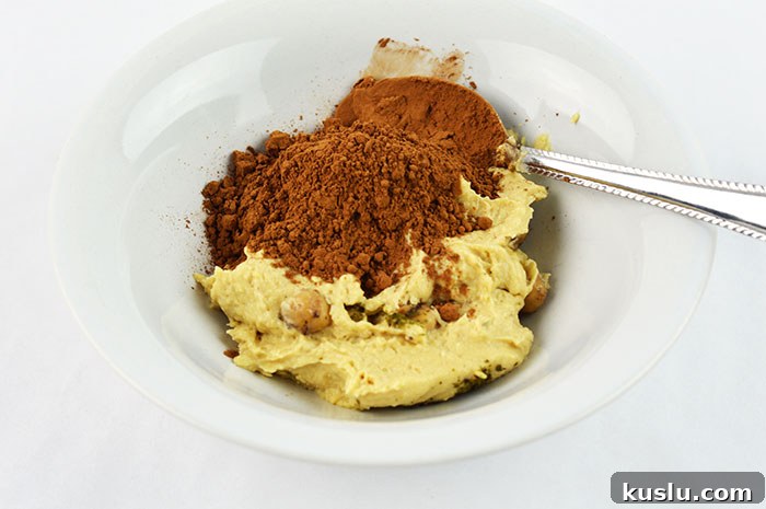 chocolate hummus in process