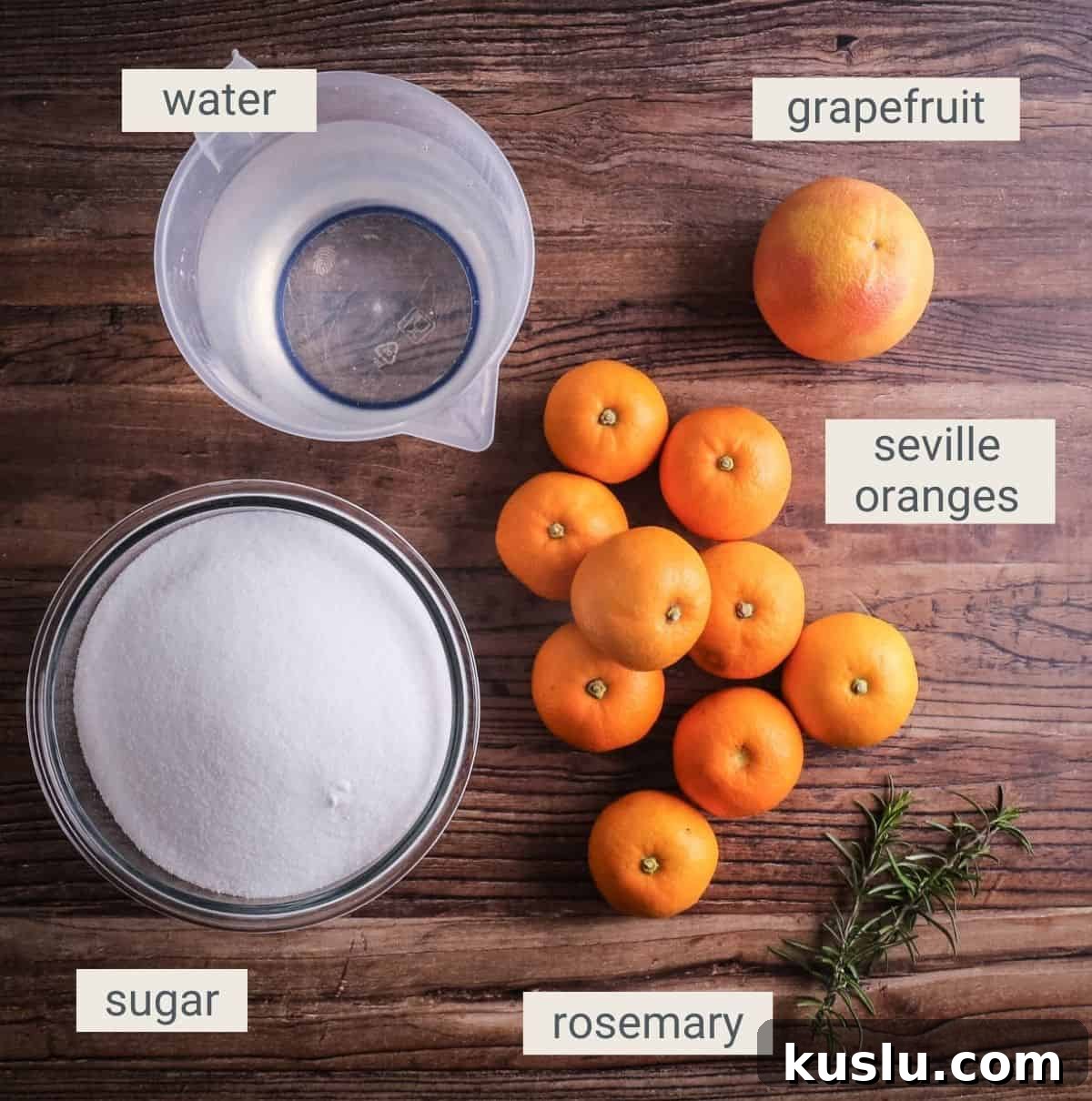 Marmalade ingredients.